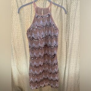 Crystal Doll sequin halter dress sz 11 junior
